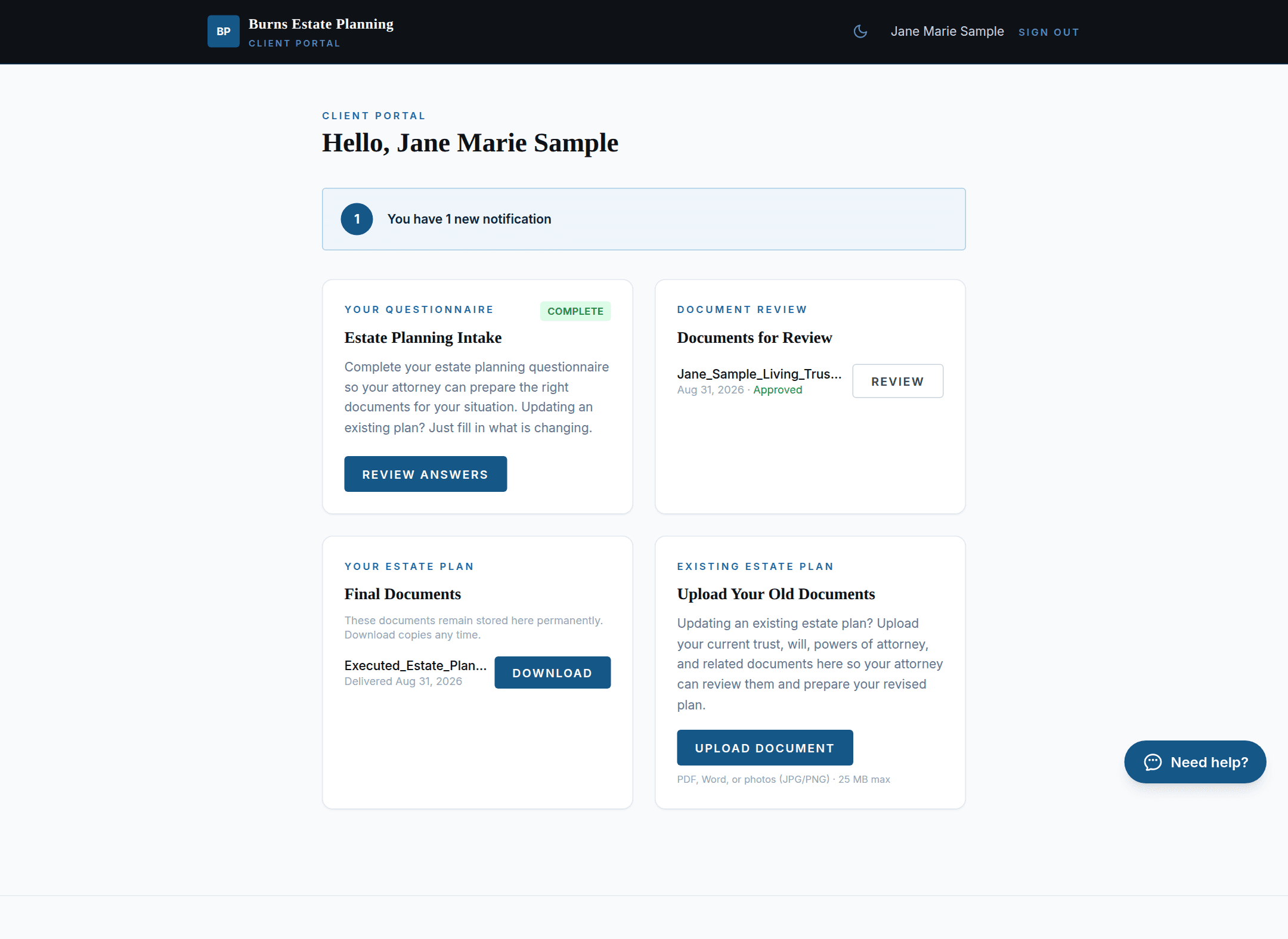 The client's permanent copy